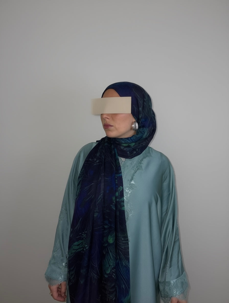 Sapphire Feather Printed Modal Hijab