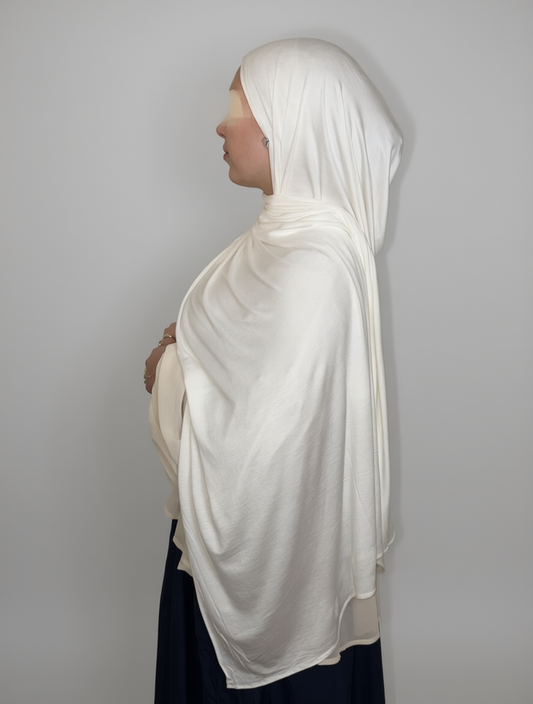 Off-White Bamboo Jersey Hijab