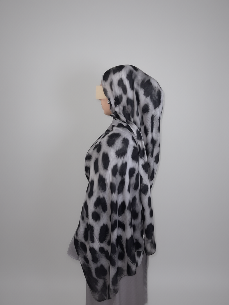 Snow Leopard Hijab en Modal Imprimé