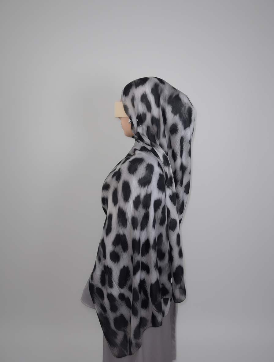 Snow Leopard Hijab en Modal Imprimé