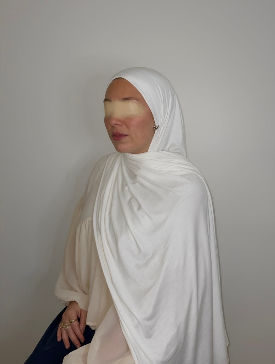 Off-White Bamboo Jersey Hijab