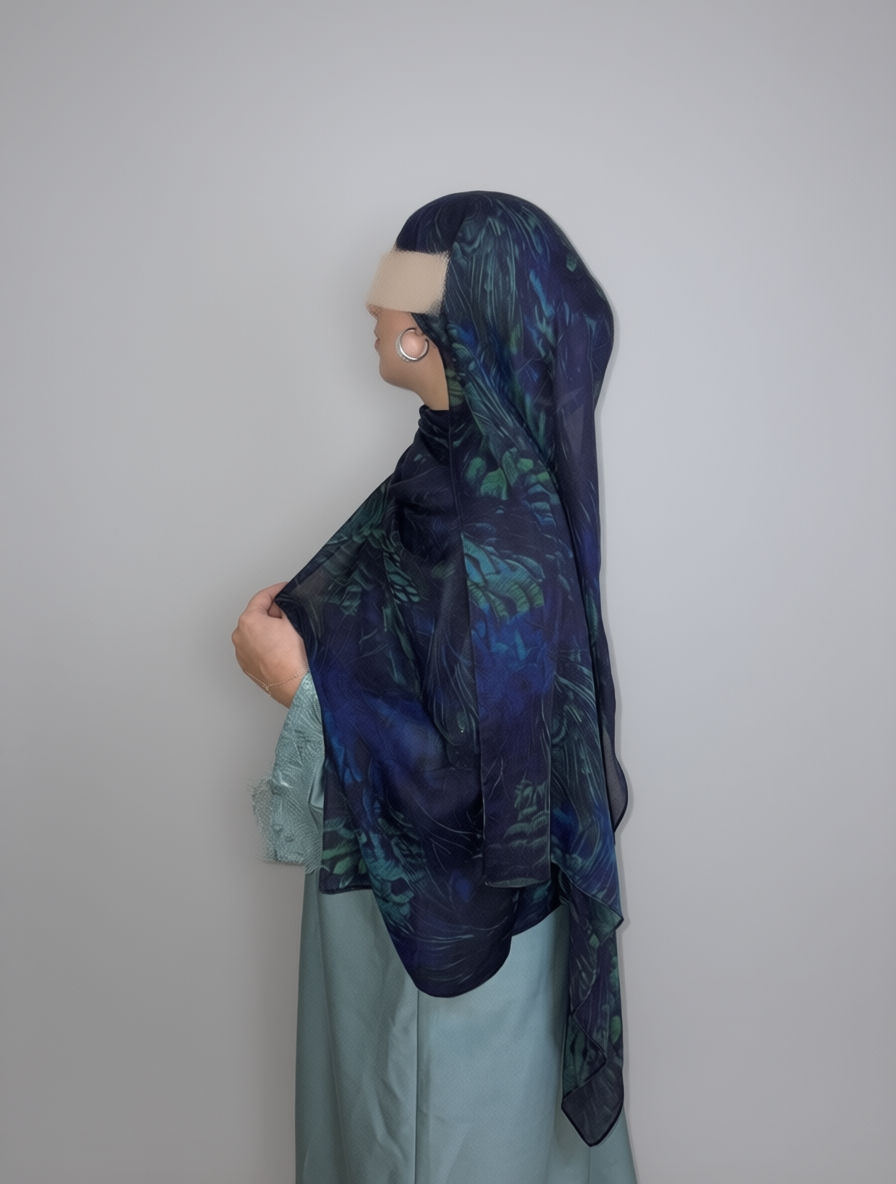 Sapphire Feather Printed Modal Hijab
