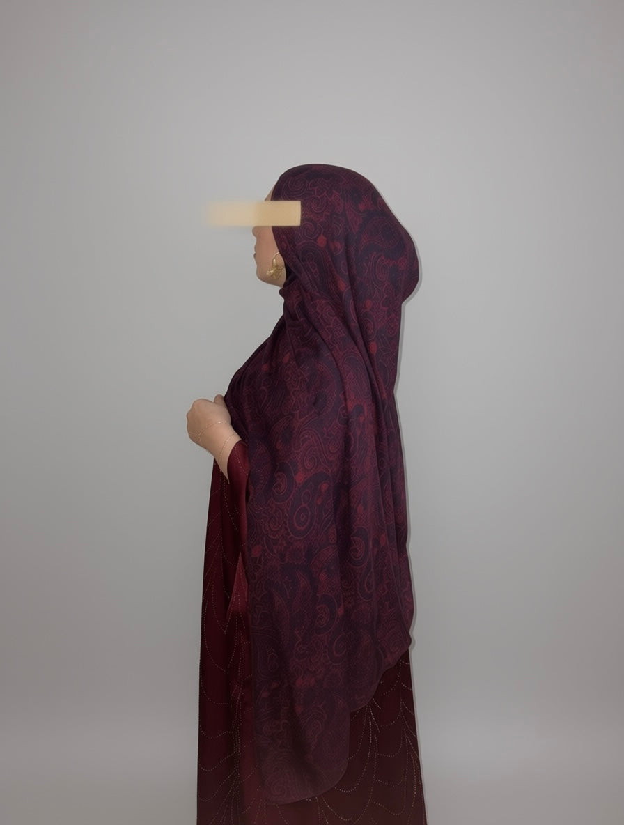 Pomegranate Paisley Hijab en Modal Imprimé