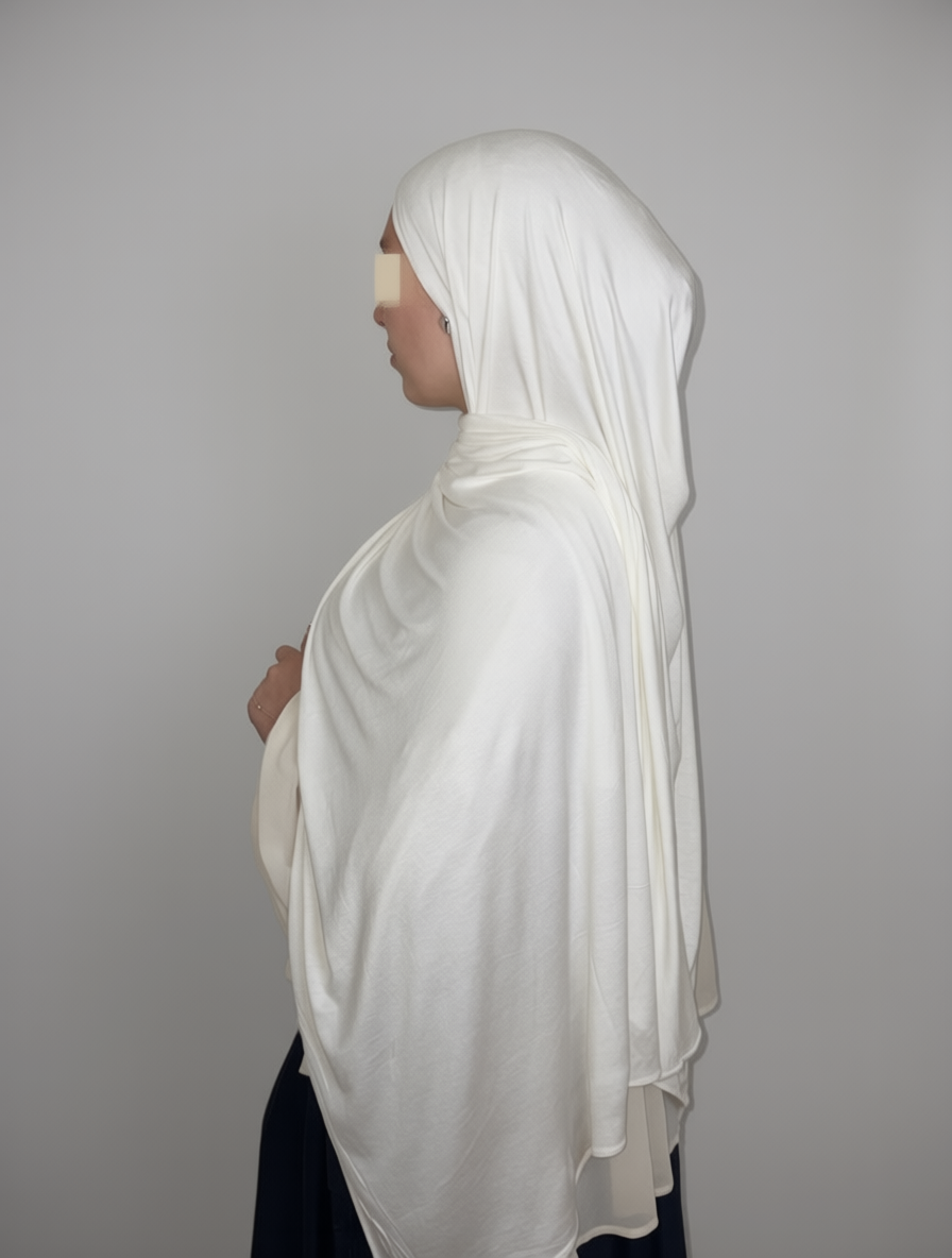 Off-White Bamboo Jersey Hijab