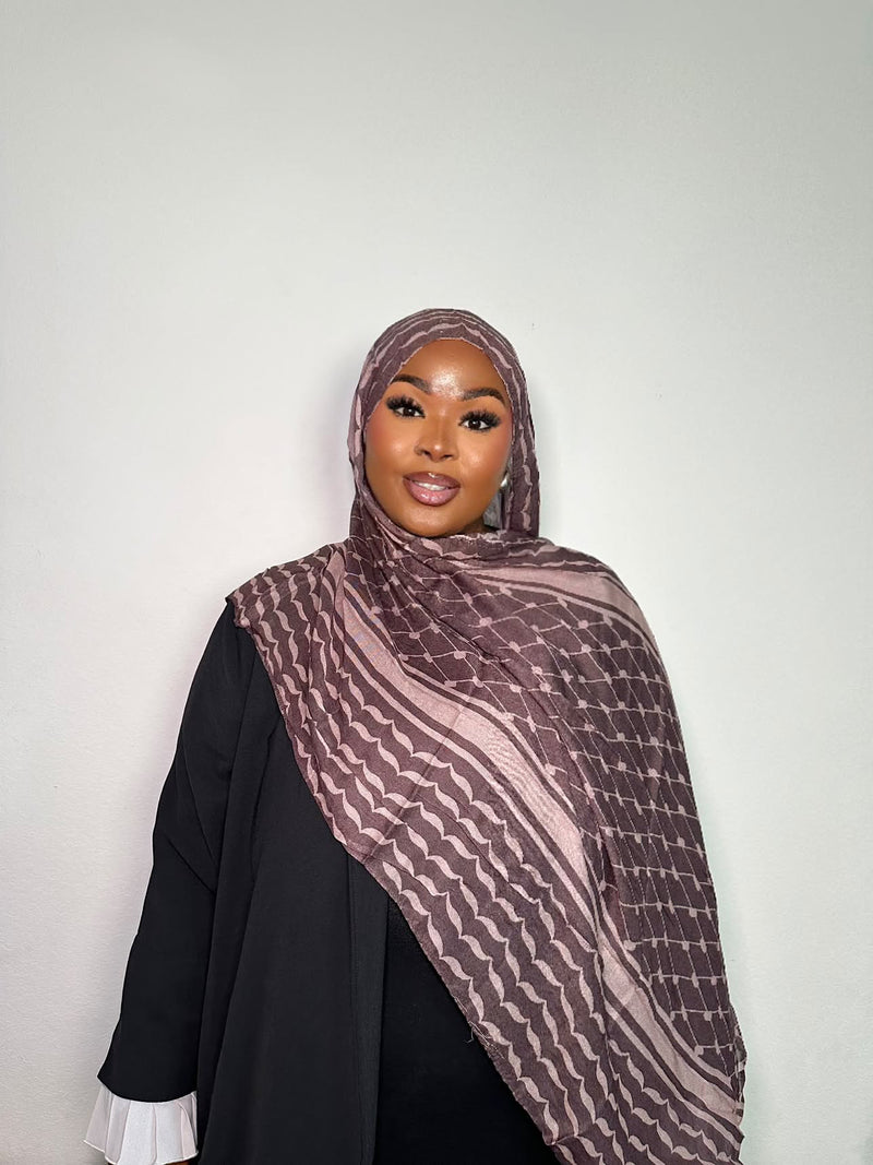 Mocha Keffiyeh Printed Modal Hijab