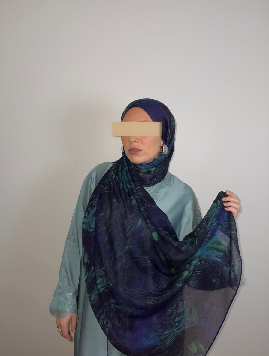 Sapphire Feather Printed Modal Hijab