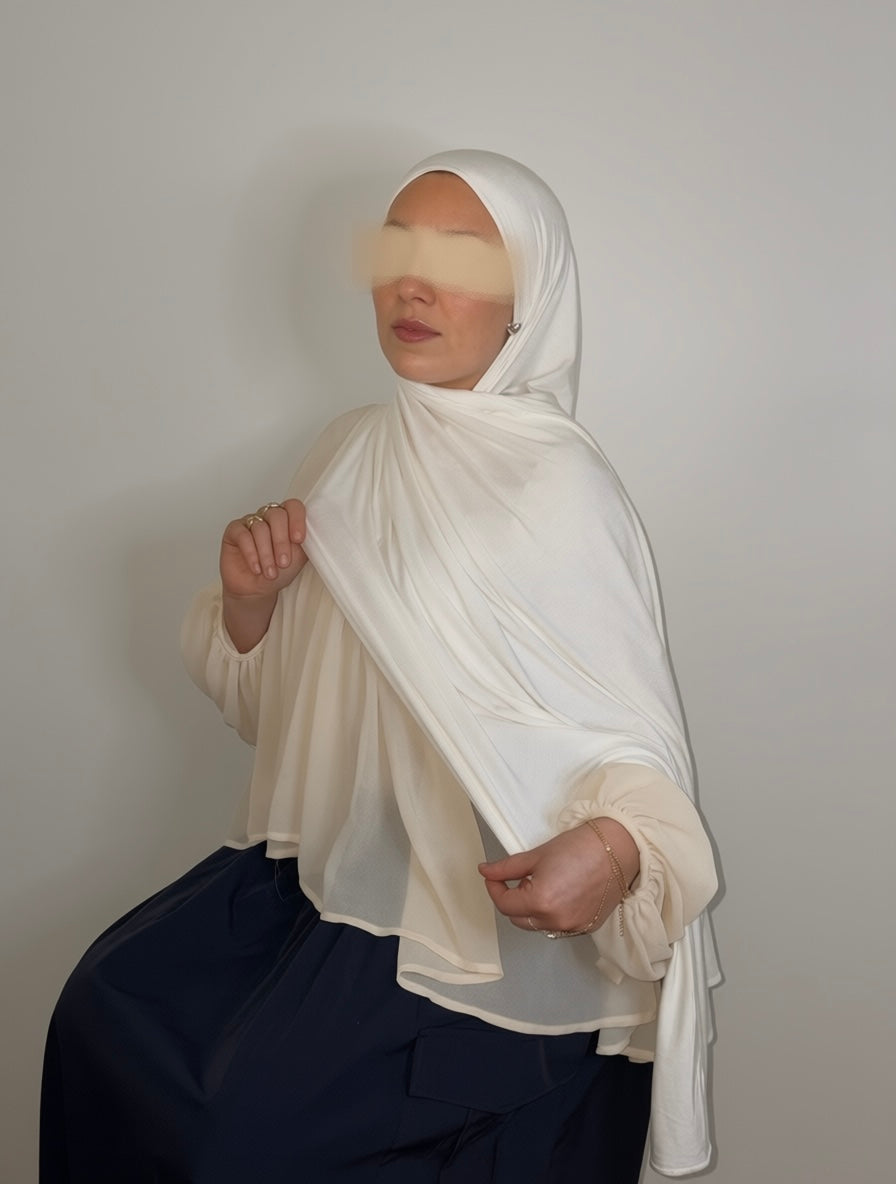 Off-White Bamboo Jersey Hijab
