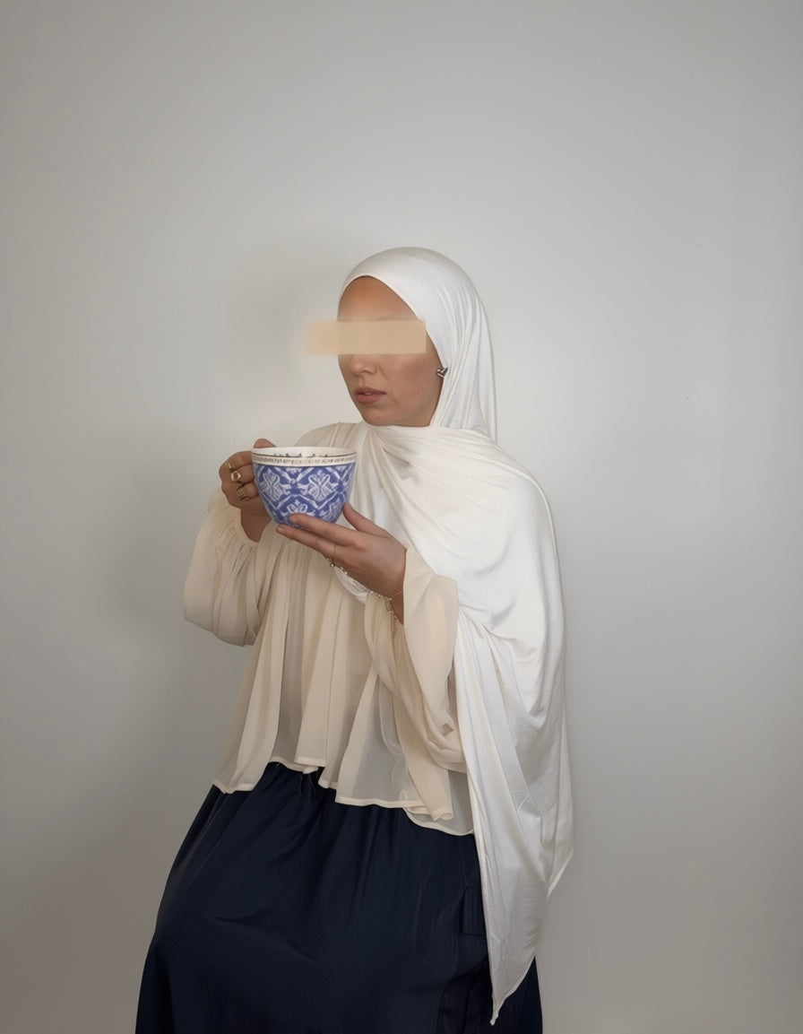Off-White Bamboo Jersey Hijab