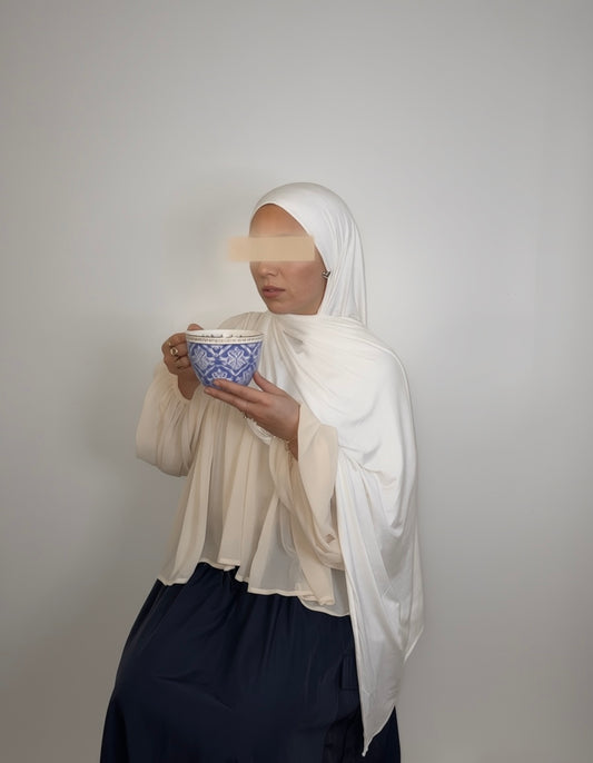 Off-White Bamboo Jersey Hijab