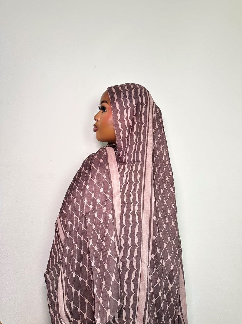 Mocha Keffiyeh Printed Modal Hijab