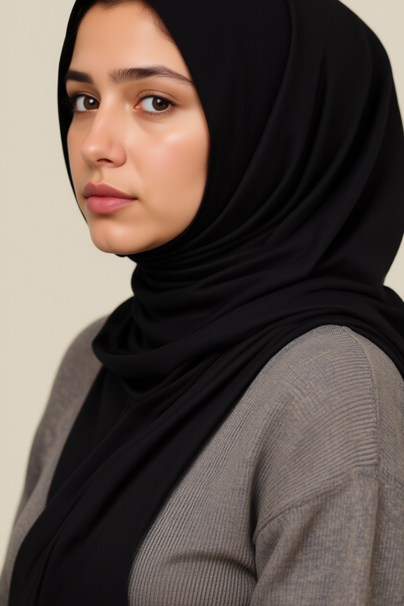 Noir Bamboo Jersey Hijab