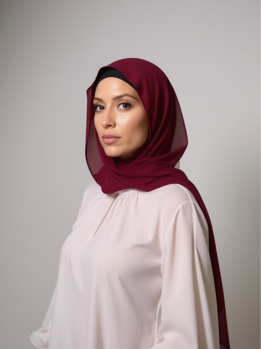 Garnet Red Chiffon Hijab