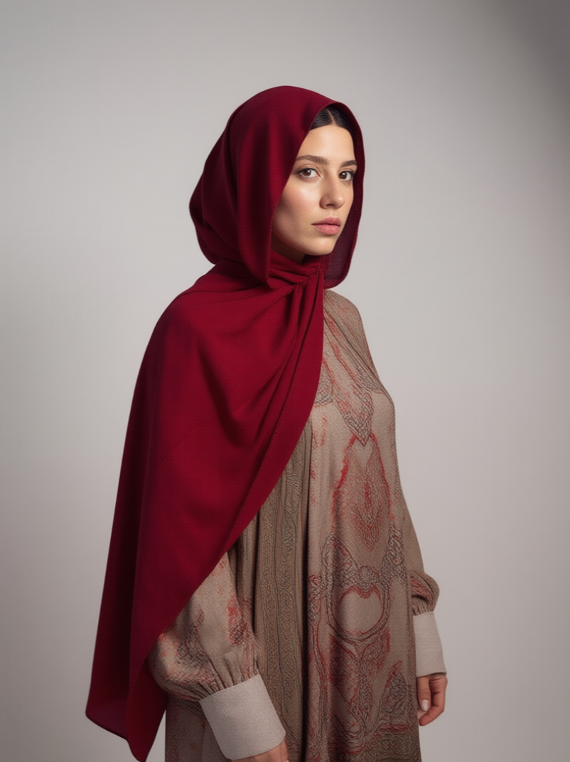 Garnet Red Chiffon Hijab