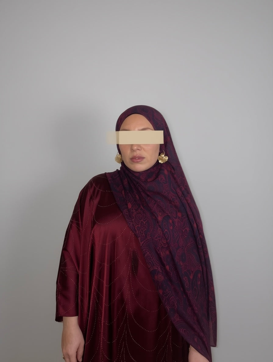 Pomegranate Paisley Hijab en Modal Imprimé