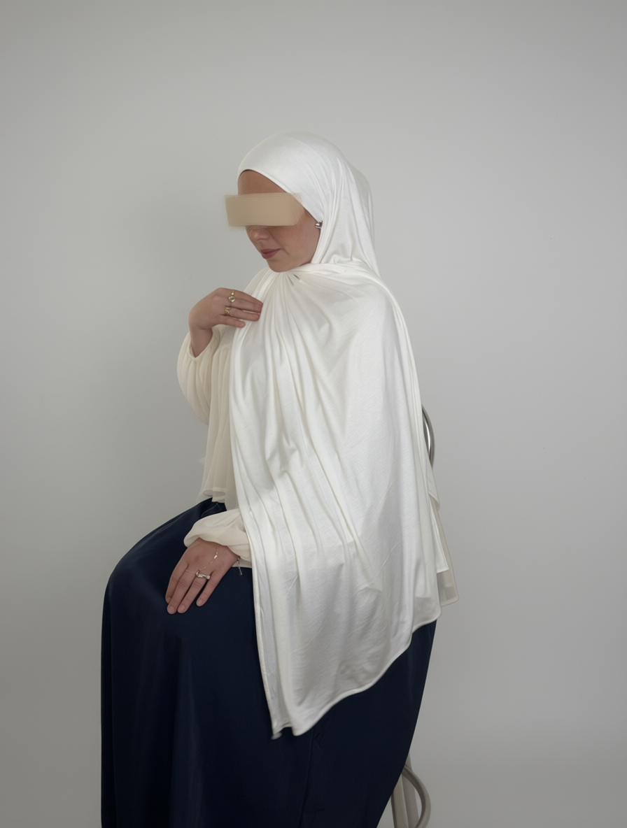 Off-White Bamboo Jersey Hijab