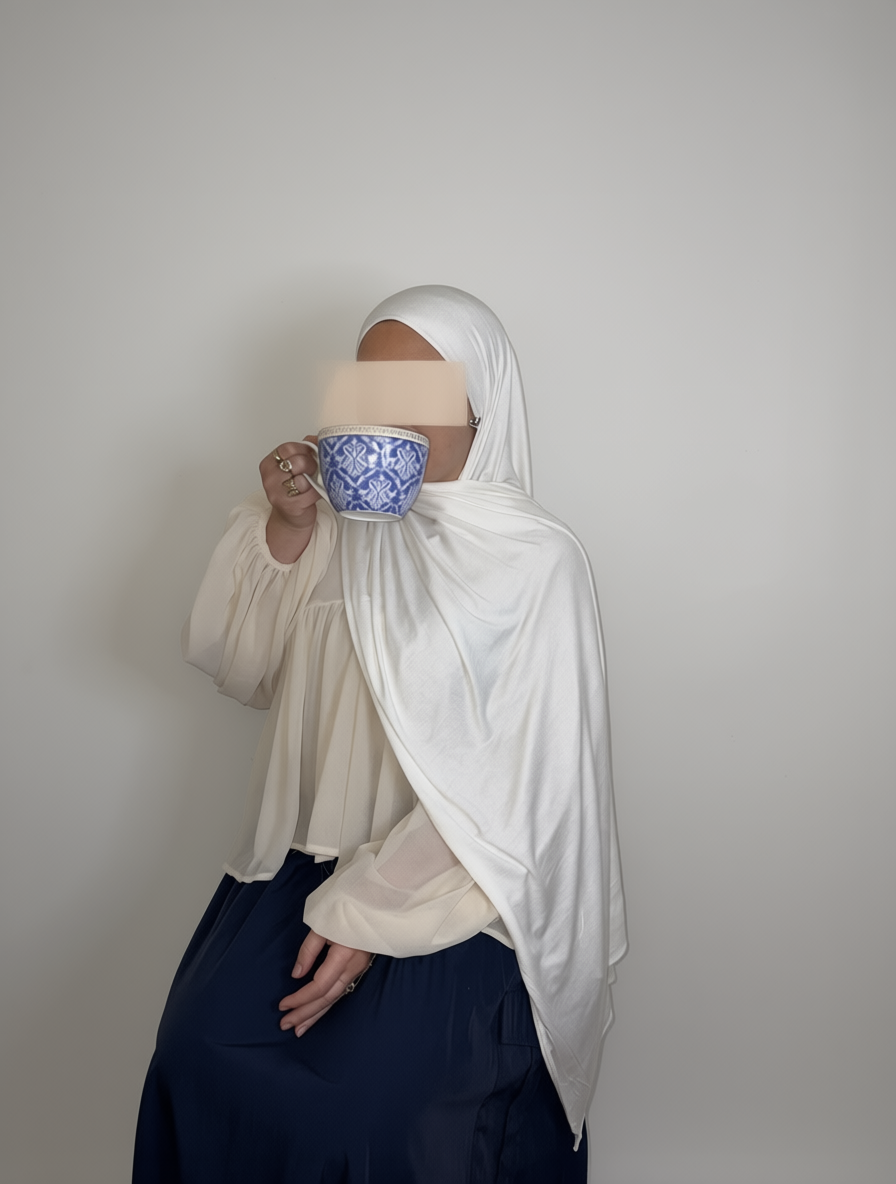 Off-White Bamboo Jersey Hijab