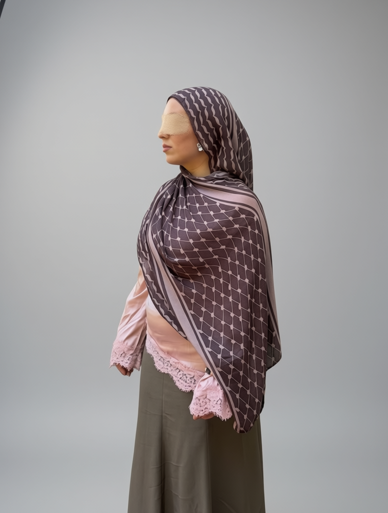 Mocha Keffiyeh Printed Modal Hijab