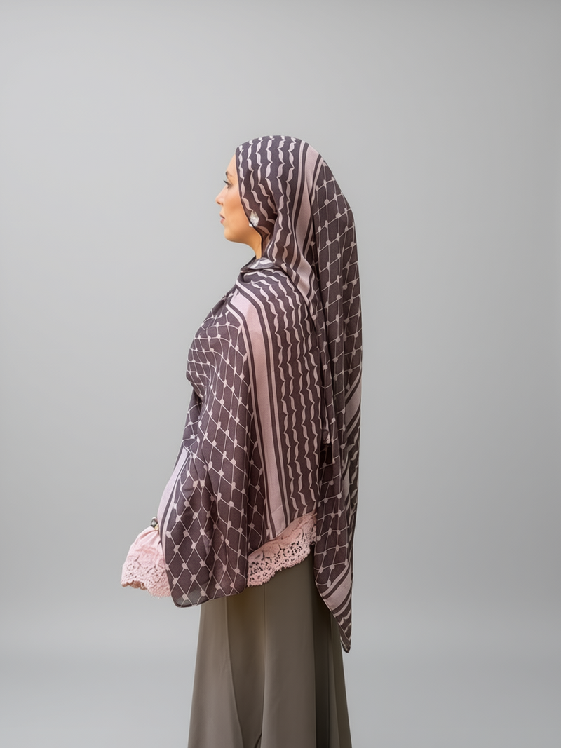 Mocha Keffiyeh Printed Modal Hijab