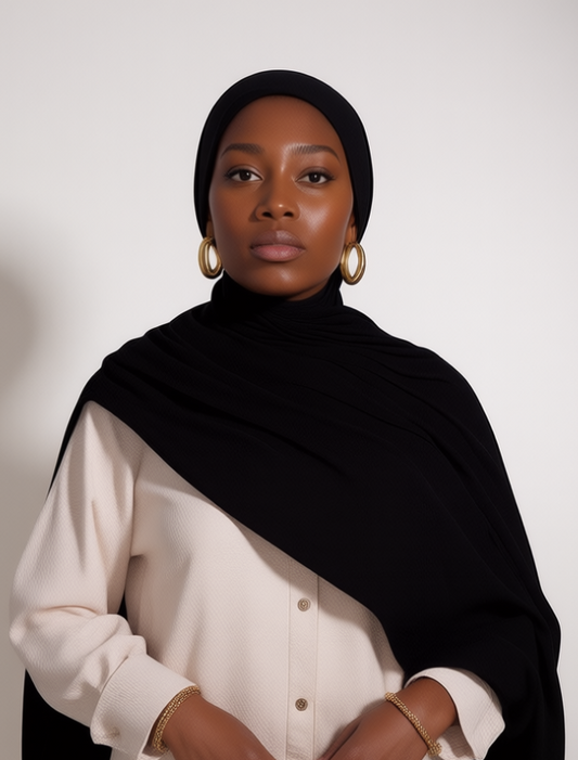 Noir Bamboo Jersey Hijab