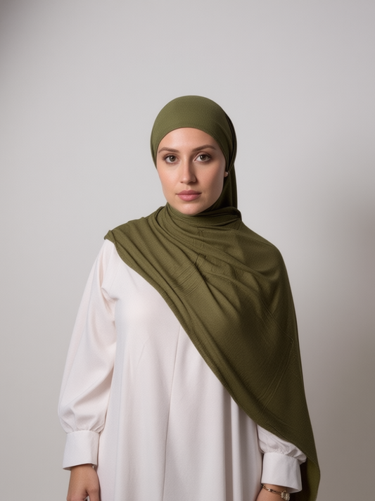 Zeytoun Green Bamboo Jersey Hijab
