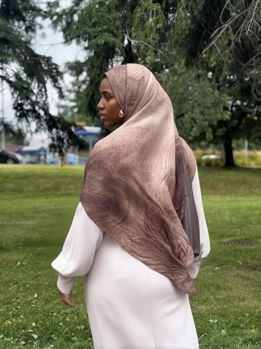 Mocha Latte Printed Modal Hijab