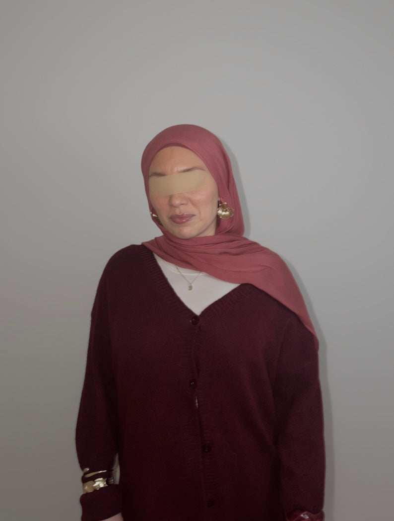 Pink Modal Hijab Flowy Summer Set with cotton undercap
