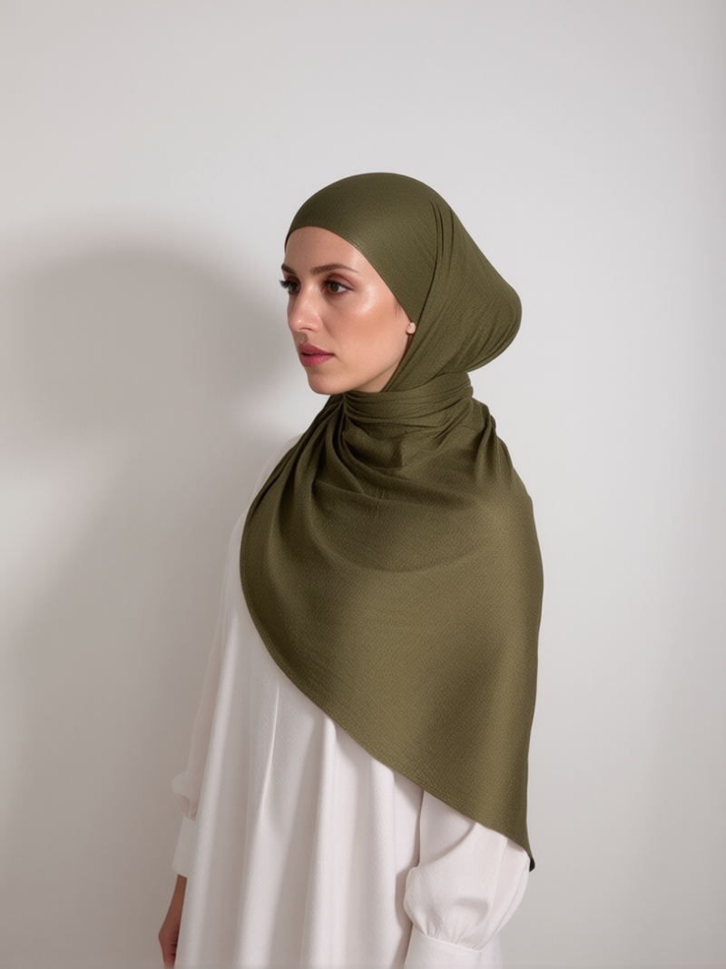 Olive Cotton Jersey Jumbo Hijab
