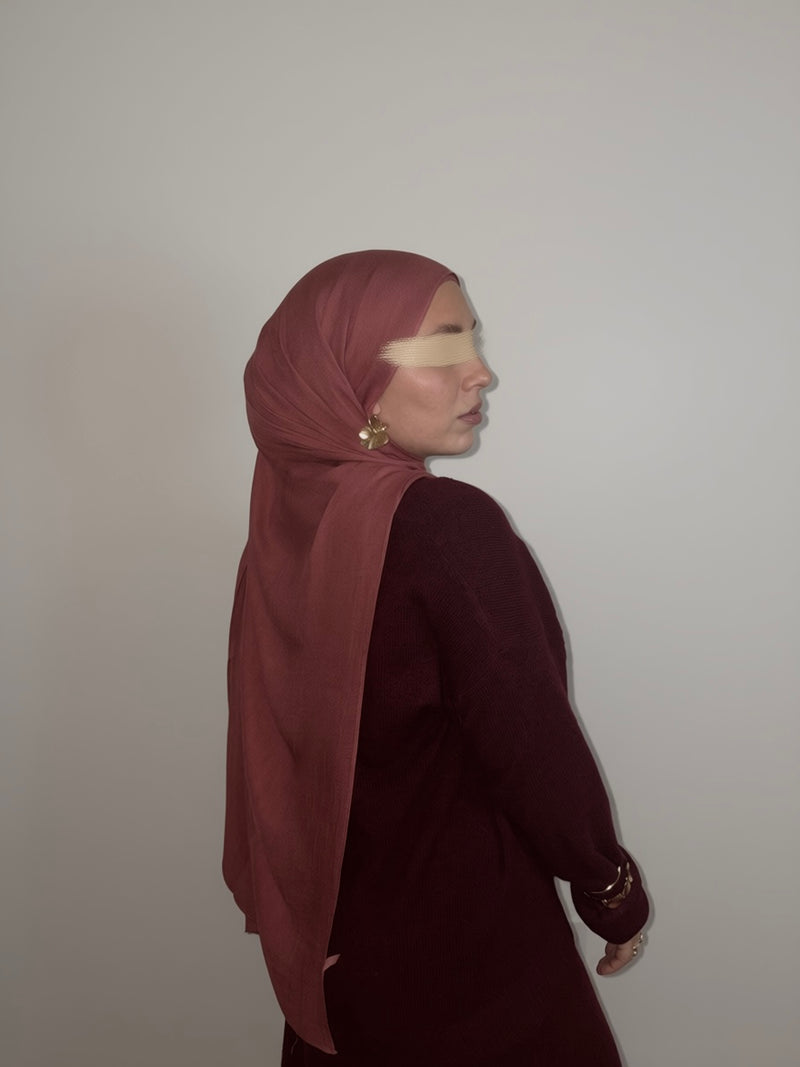 Pink Modal Hijab Flowy Summer Set with cotton undercap