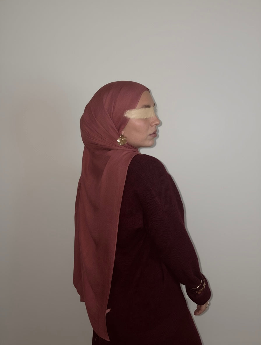 Pink Modal Hijab Flowy Summer Set with cotton undercap