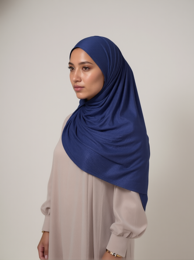 Premium Blue Cotton Jersey Hijab