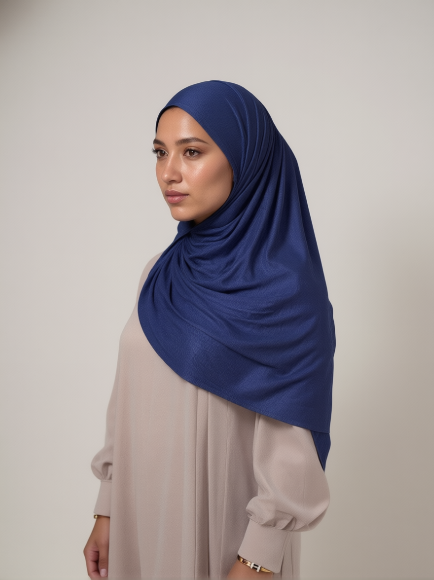 Premium Blue Cotton Jersey Hijab