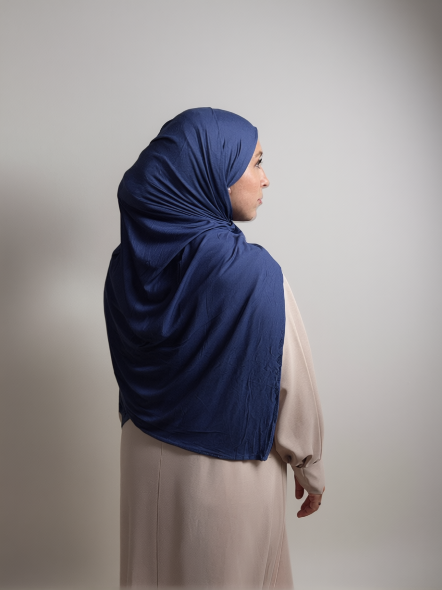 Premium Blue Cotton Jersey Hijab