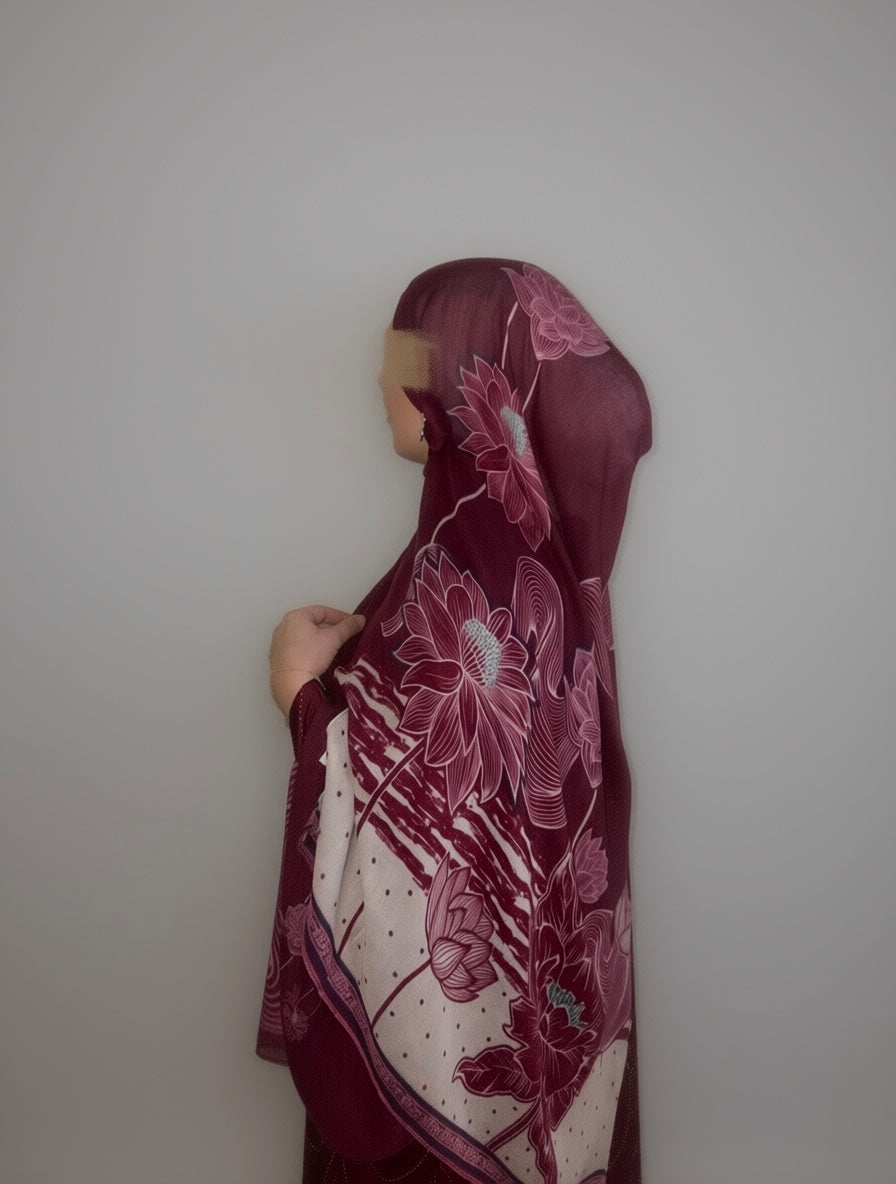 Printed Red Modal Hijab Flowy Flower print Summer Hijab