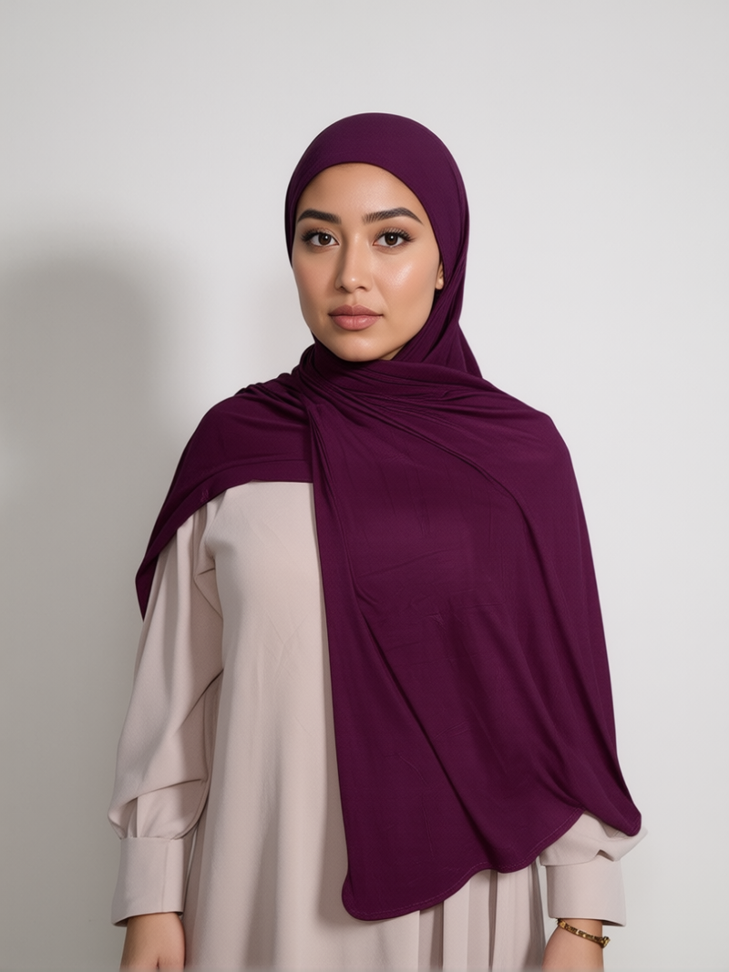 Purple Mauve Raisin Cotton Premium Jersey Jumbo Hijab