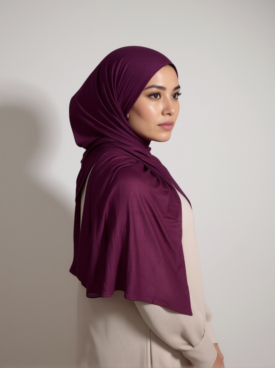 Purple Mauve Raisin Cotton Premium Jersey Jumbo Hijab