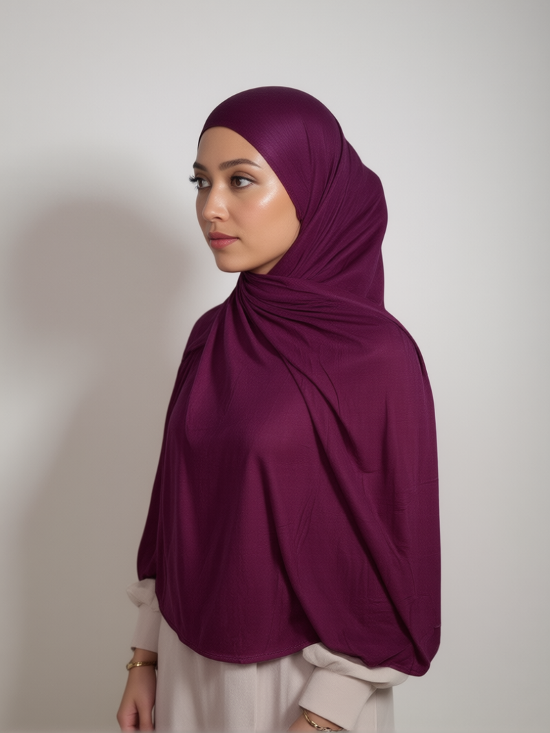 Purple Mauve Raisin Cotton Premium Jersey Jumbo Hijab