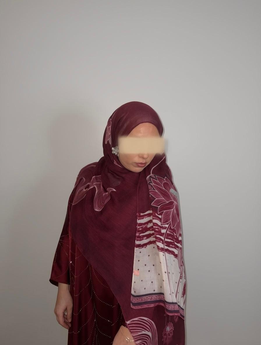 Red Modal Hijab Flowy Flower print Summer Hijab