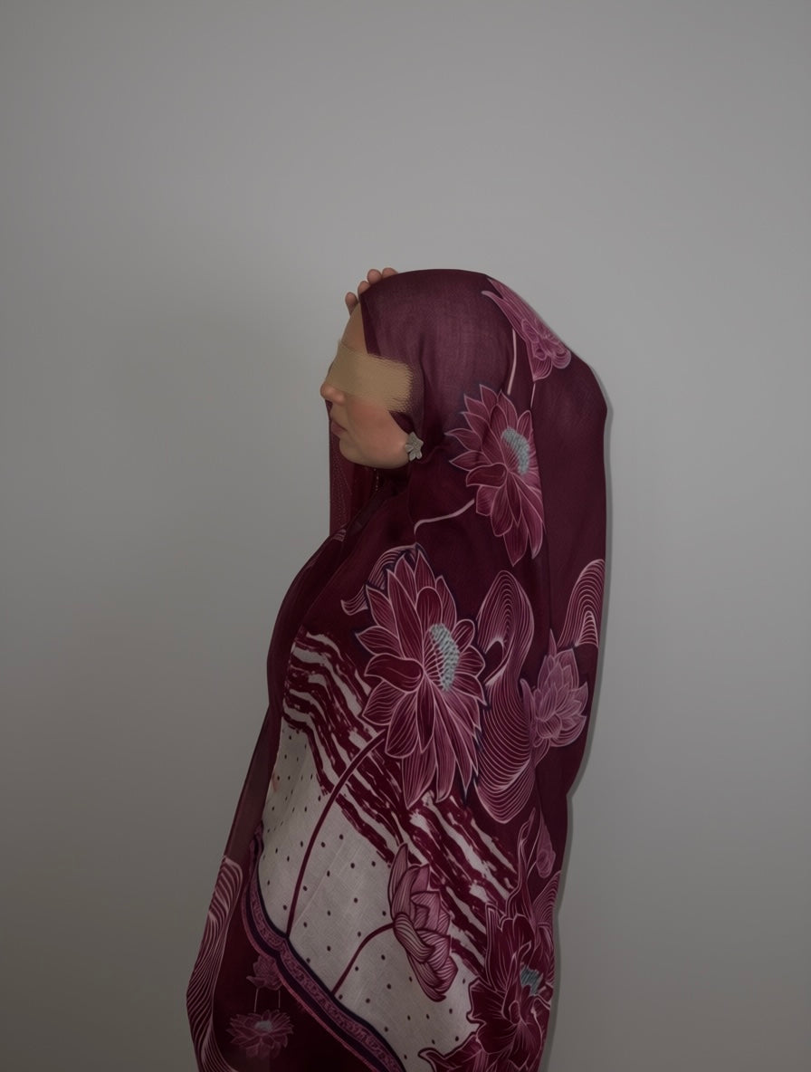 Red Printed Modal Hijab Flowy Flower print Summer Hijab