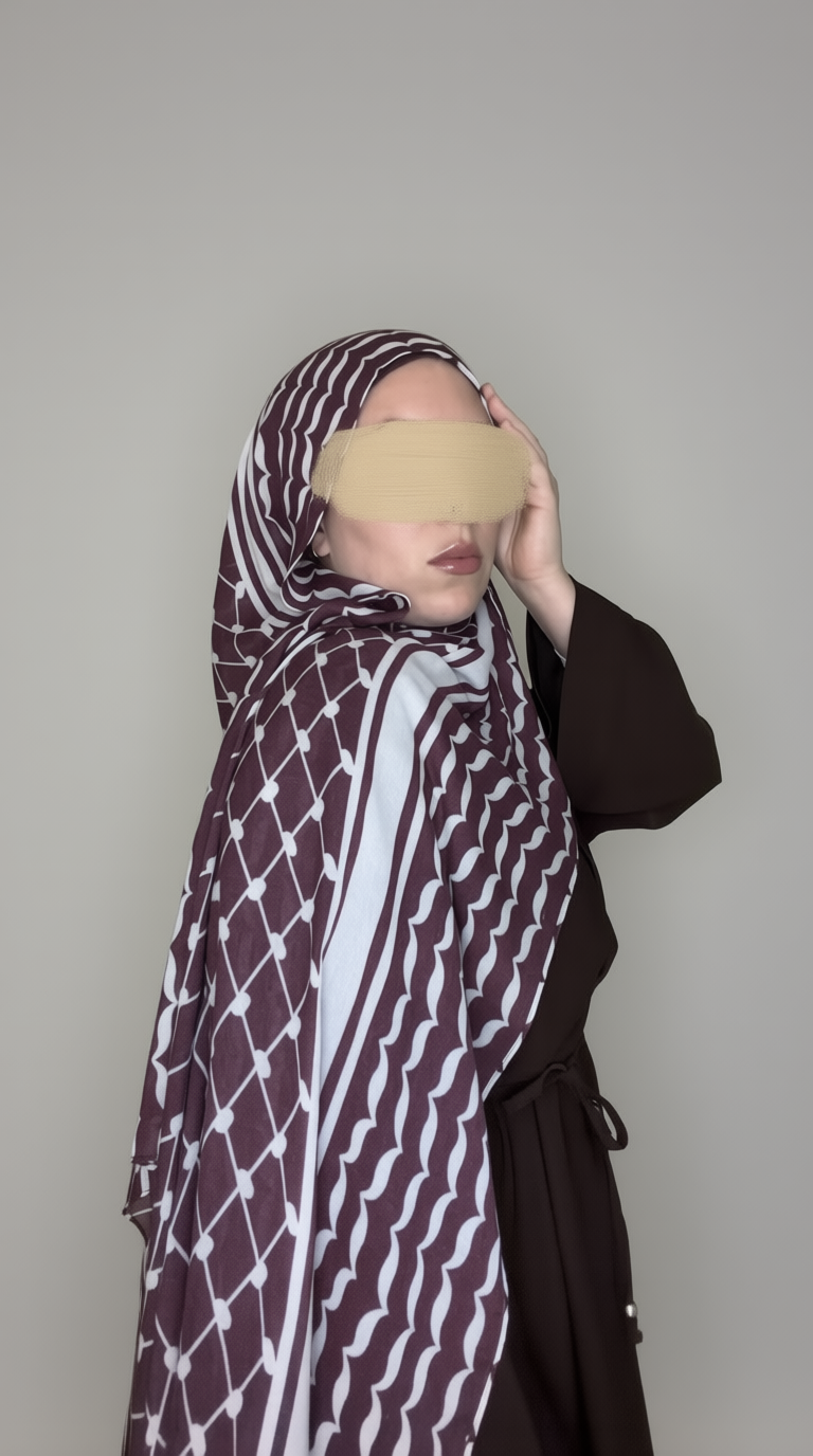 Mahogany Keffiyeh Printed Modal Hijab