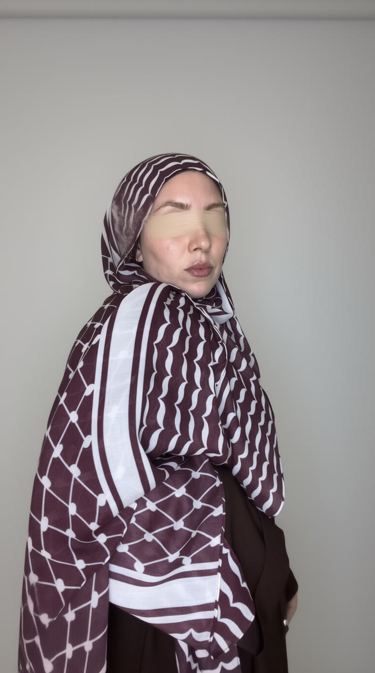 Mahogany Keffiyeh Printed Modal Hijab