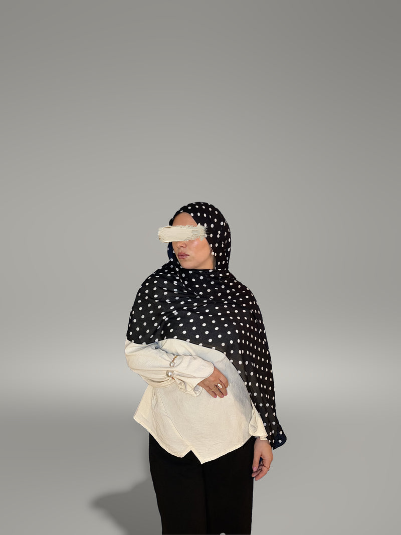 Polka Noir Printed Modal Hijab