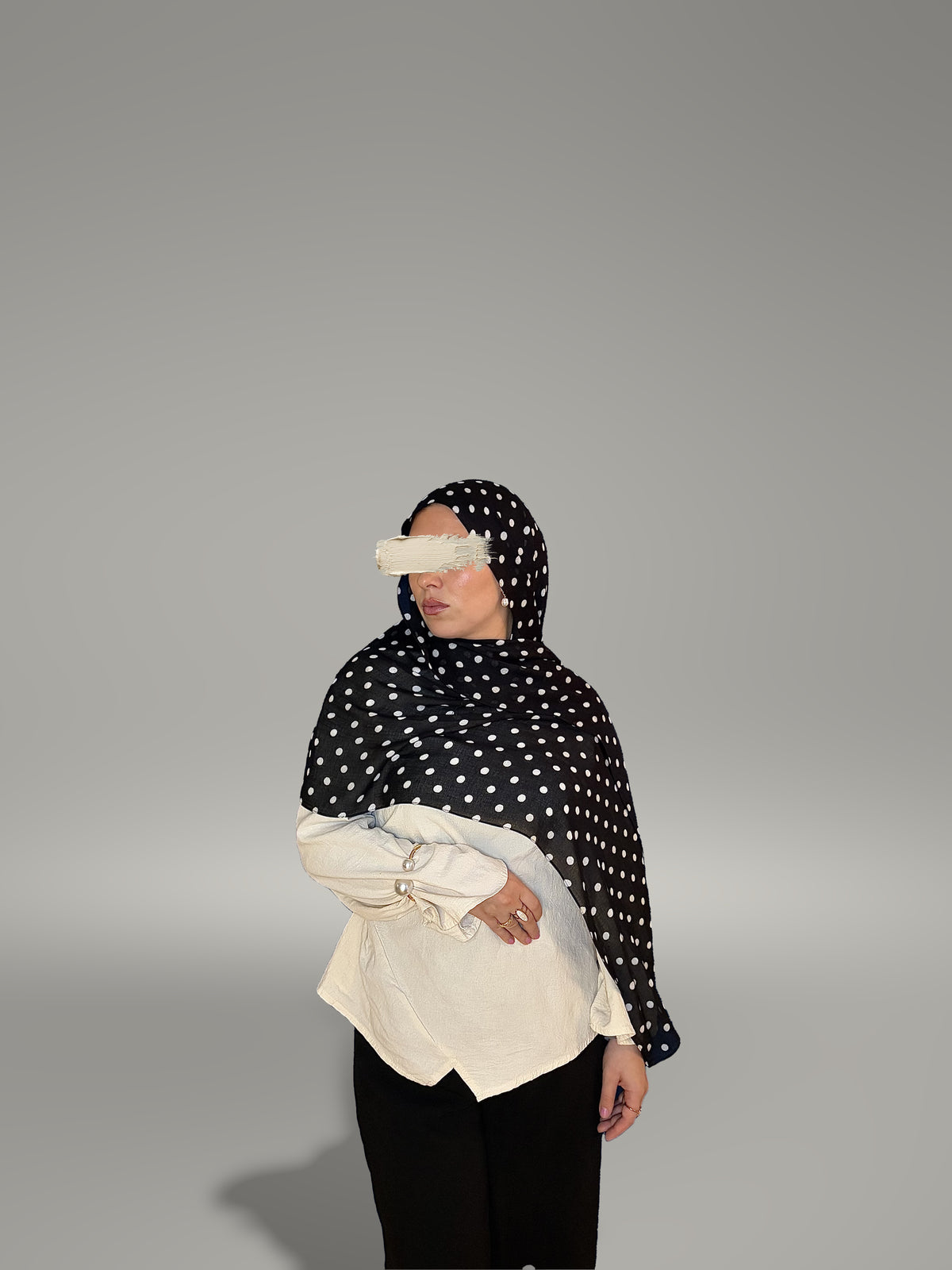 Polka Noir Printed Modal Hijab