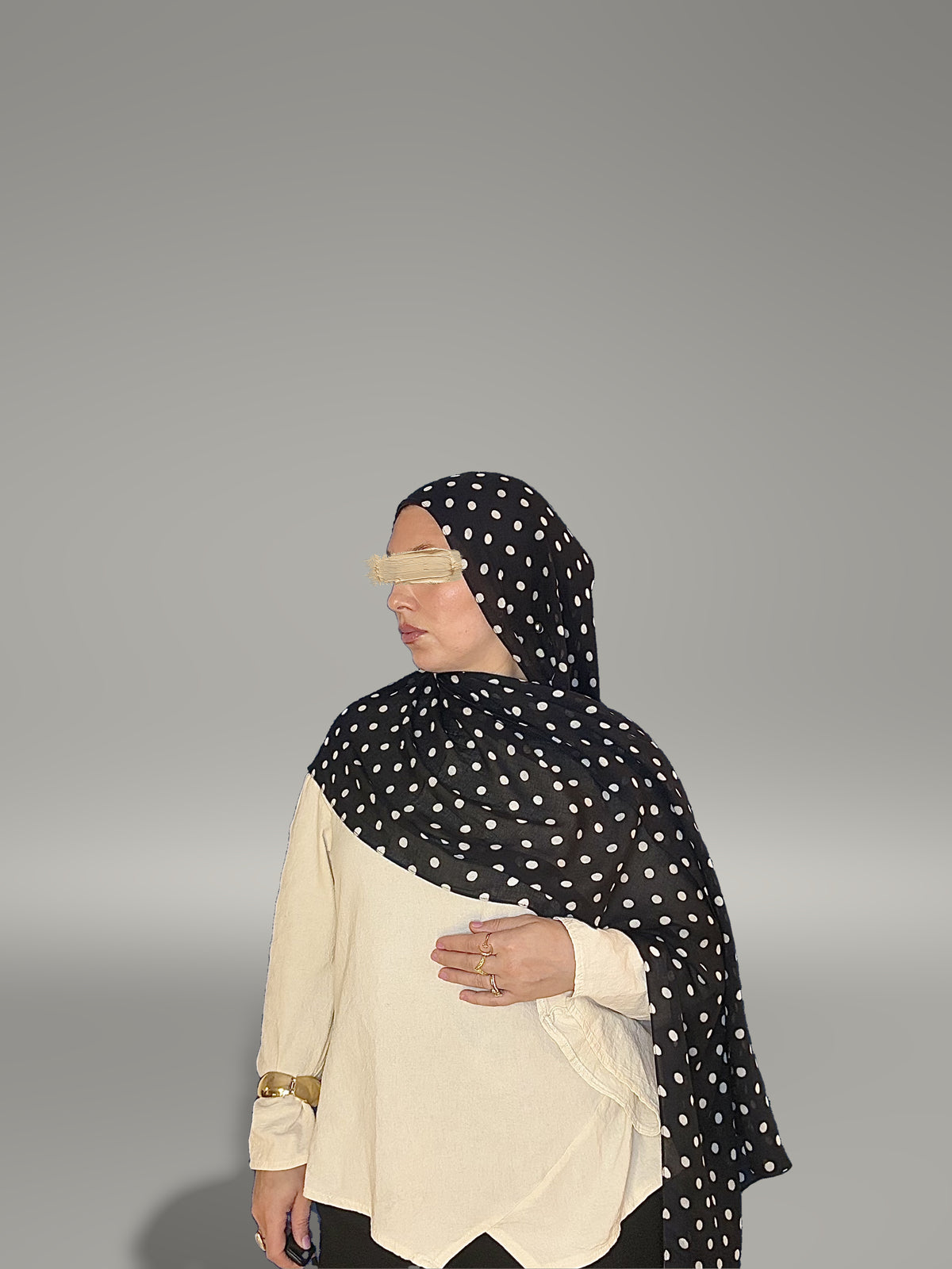 Polka Noir Printed Modal Hijab
