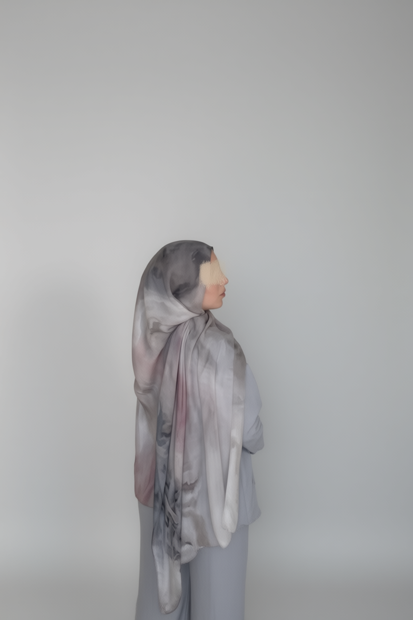 Rose Ash Printed Modal Hijab